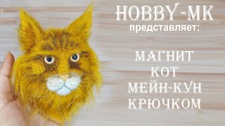 Магнит Кот мейн-кун видео мастер-класс амигуруми