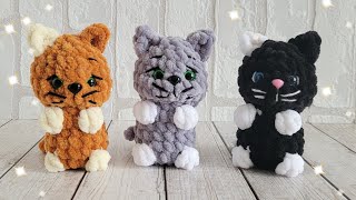 Плюшевый котик крючком. Видео мастер-класс, схема и описание по вязанию игрушки амигуруми