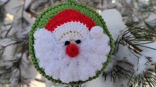 Плоская ёлочная игрушка Дед Мороз видео мастер-класс амигуруми
