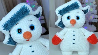 Снеговик Морковкин видео мастер-класс по вязанию игрушки крючком