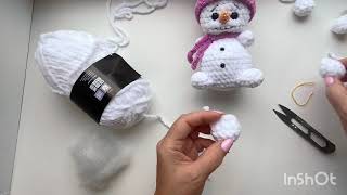 Снеговик в шапочке дракона видео мастер-класс по вязанию игрушки крючком